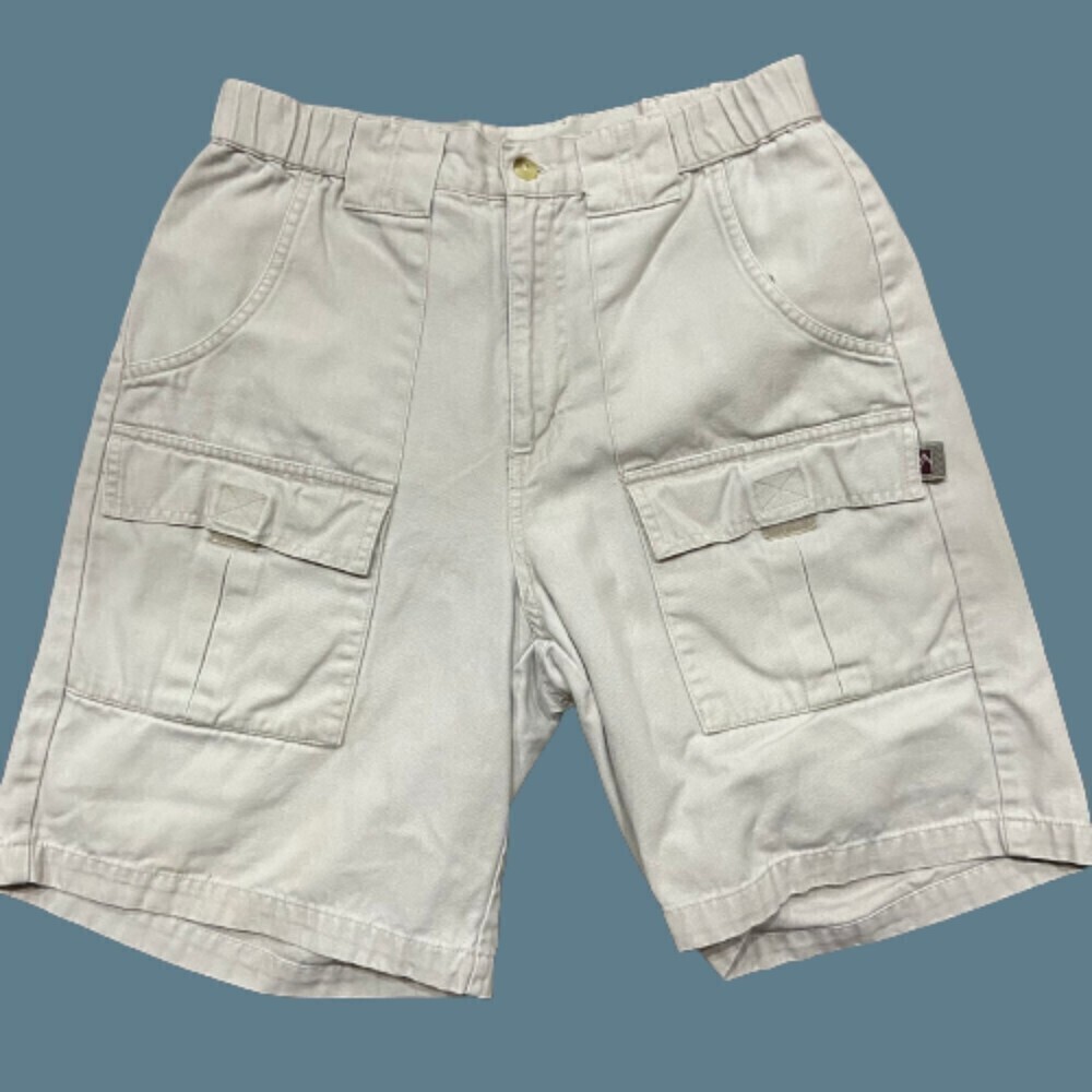 Alpine Vintage Cargo Utility Outdoors Tan Beige Shorts Cotton Men's Size Medium